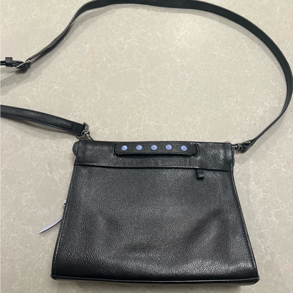 Min & Mon Black Crossbody Bag with Blue Accents
